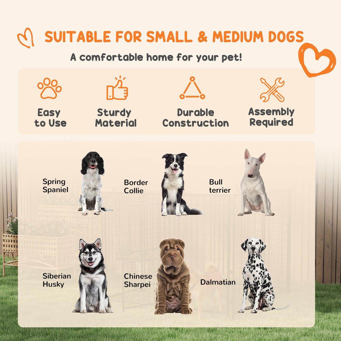 Outdoor Dog Kennel with Waterproof Canopy - Large, Steel Frame, Brown