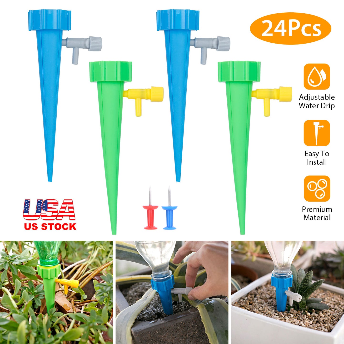 Self Watering Plant Spikes Set - Automatic Drip Irrigation for Indoor & Outdoor Plants