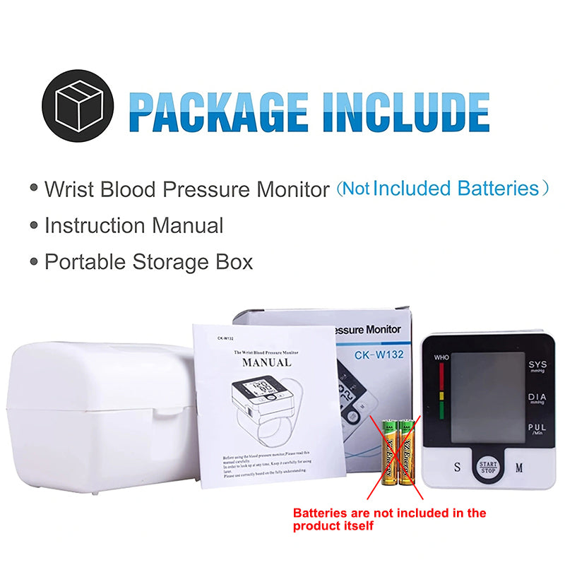 Automatic Wrist Blood Pressure Monitor - Portable Digital Heart Rate Tracker