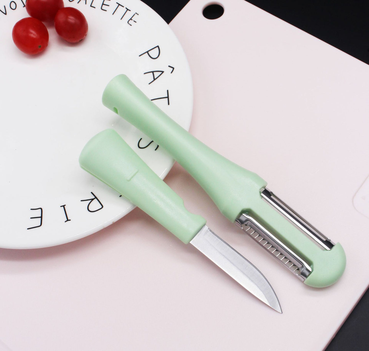 Multifunctional Kitchen Peeler Grater - Stainless Steel & Green
