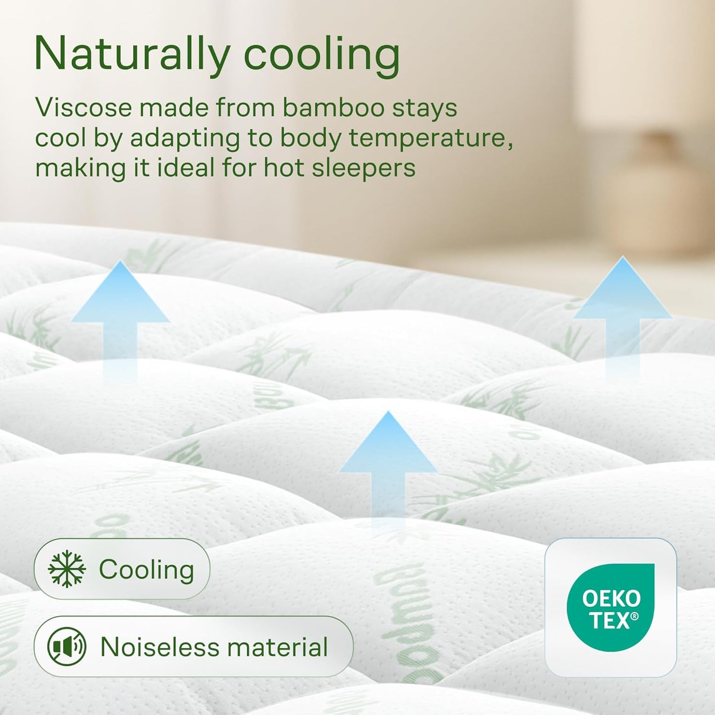 Queen Size Mattress Topper - Bamboo Pillow Top for Back Pain Relief