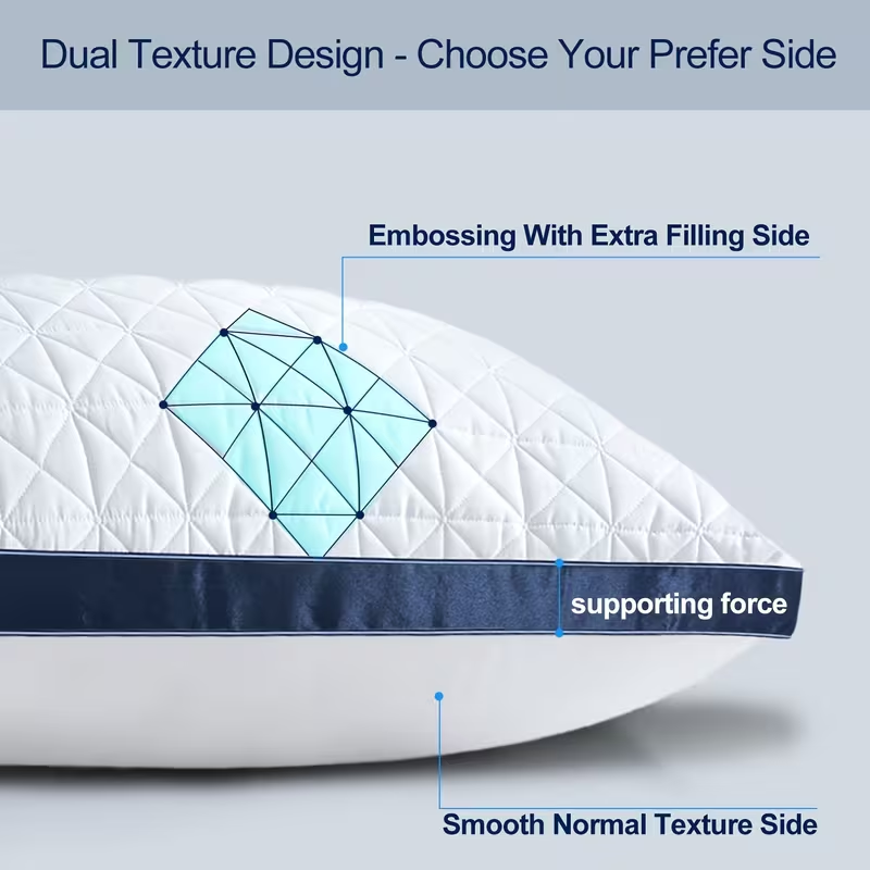 Luxury Bed Pillows - 2-Pack Breathable Down Alternative Gusseted Design, Soft Fiber Fill for Enhanced Sleep Quality