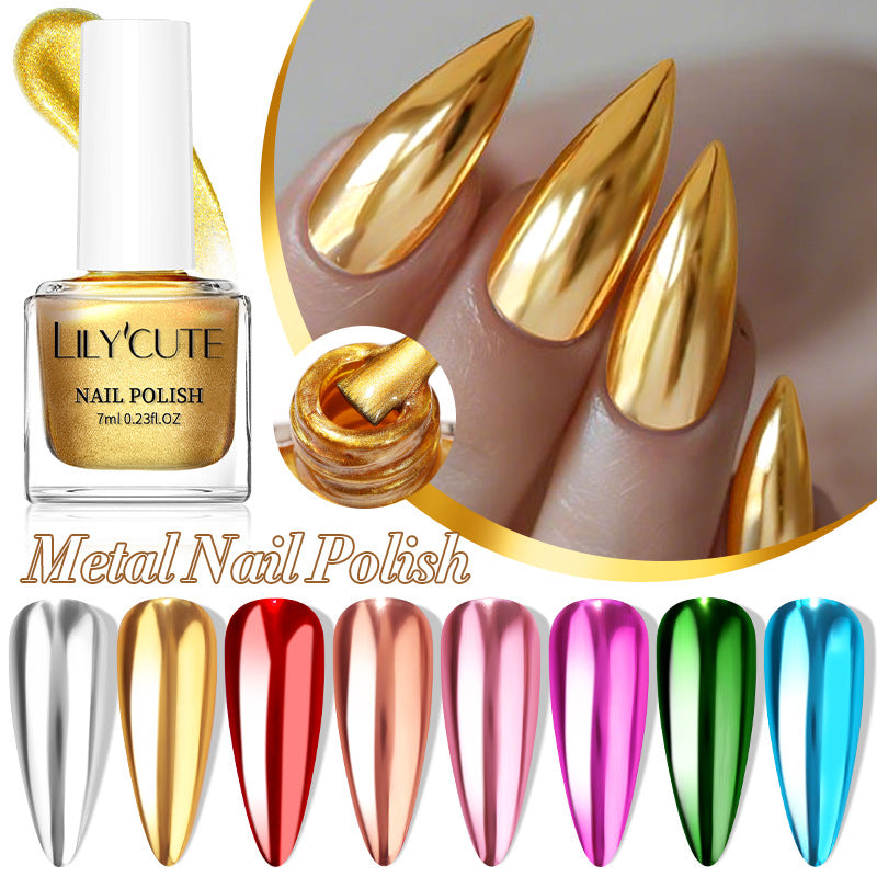 Quick-Dry Metallic Mirror Nail Polish No Baking Required - Water & Oily Resistant
