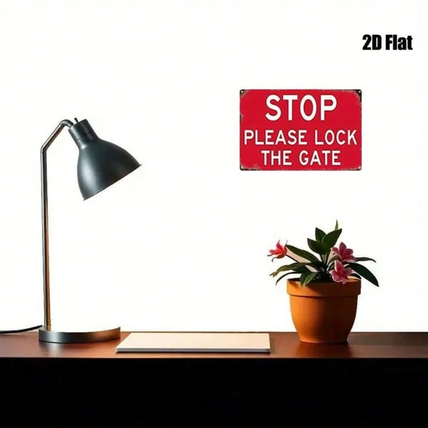 Please Lock The Door Metal Sign - 8x12 Inch Red Warning Decor