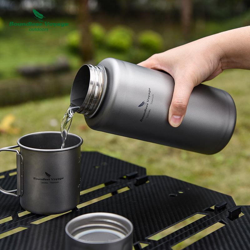 Titanium Outdoor Water Bottle 1L Lightweight Portable Camping Hydration Flask
