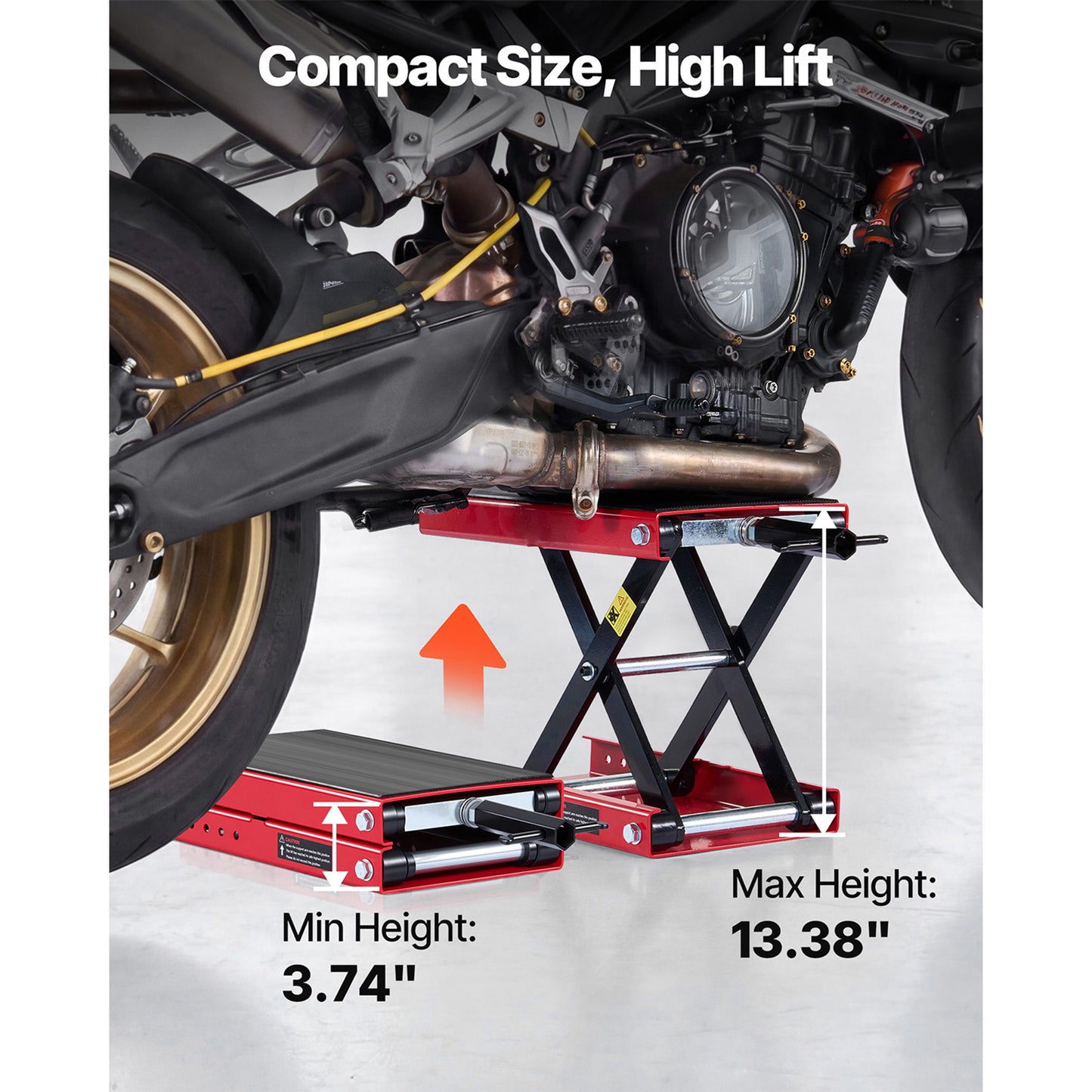 Motorcycle Lift Jack 1100 Lb Steel Scissor Stand with Wide Deck & Lock Pin