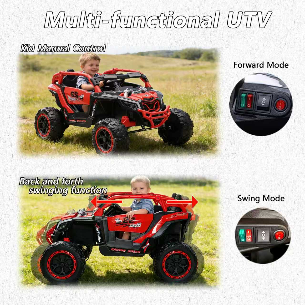 24V 400W Kids Ride On Car with Remote Control & Bluetooth - Red