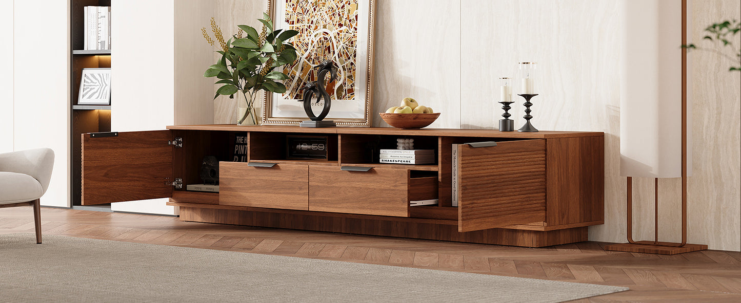 78 Inch Modern TV Stand for 85 Inch TVs - Walnut Finish