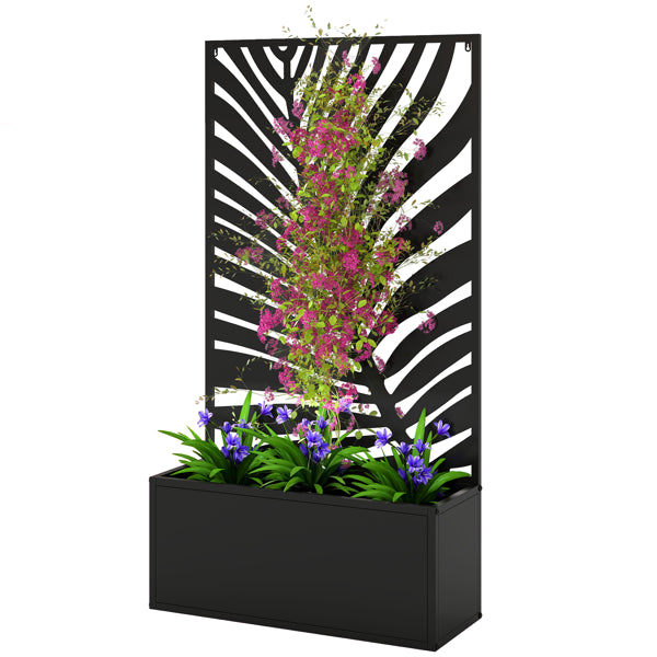 Metal Plant Stand with Trellis - Black Raised Garden Bed