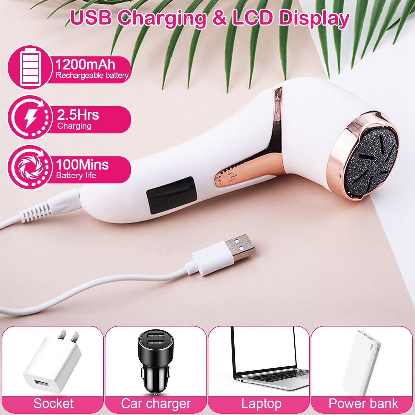 17-Piece Electric Foot Callus Remover with Vacuum and 3 Grinding Heads