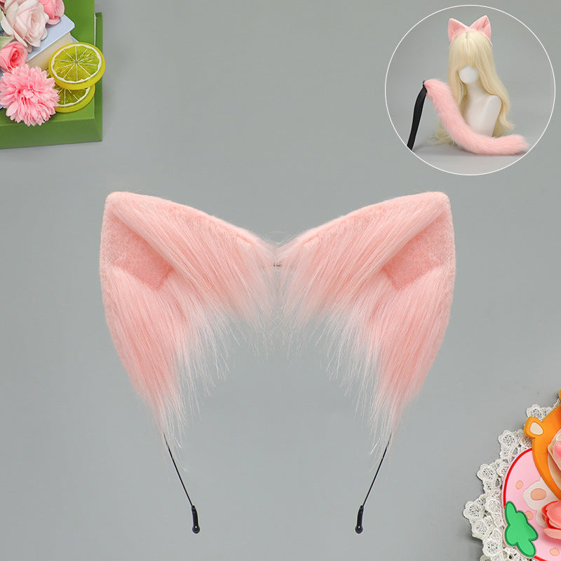 Cat Ear Headband and Tail Set - Plush, Trendy Cat Costume Accessory