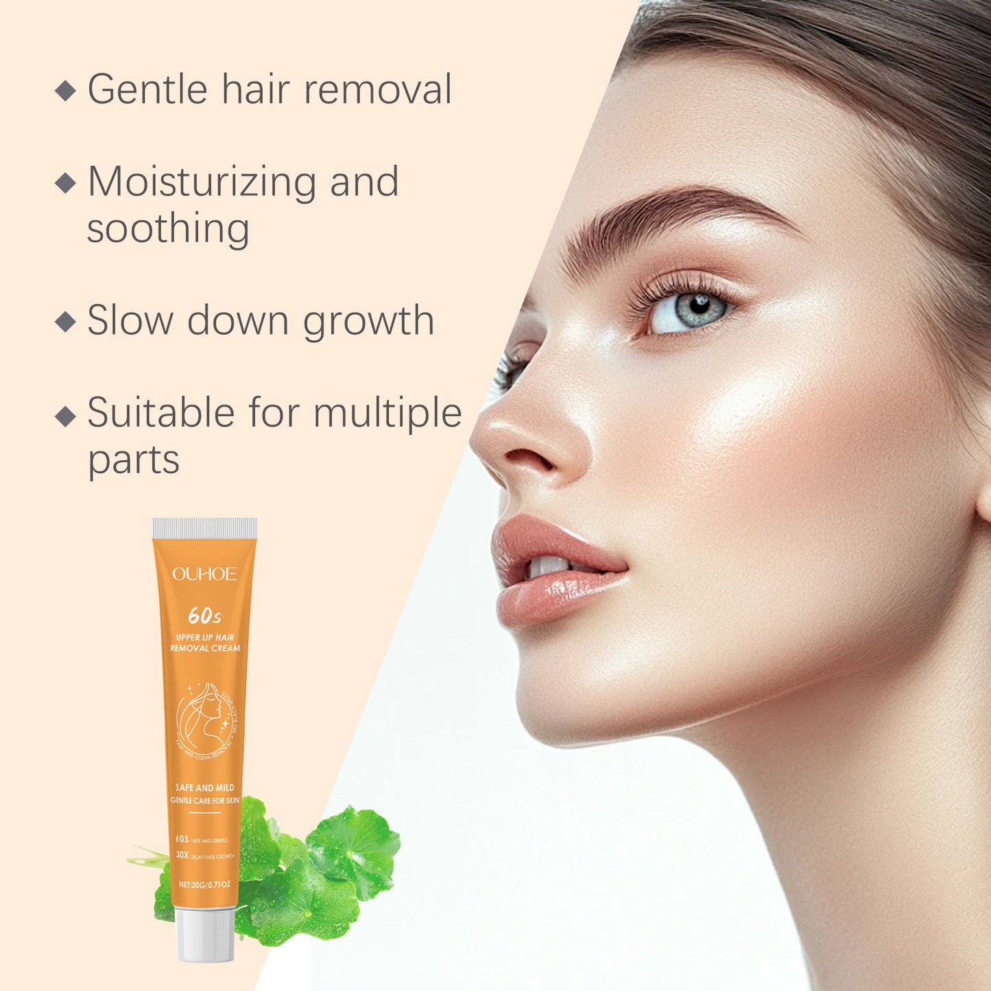 Gentle Body and Facial Hair Removal Cream - Moisturizing Formula