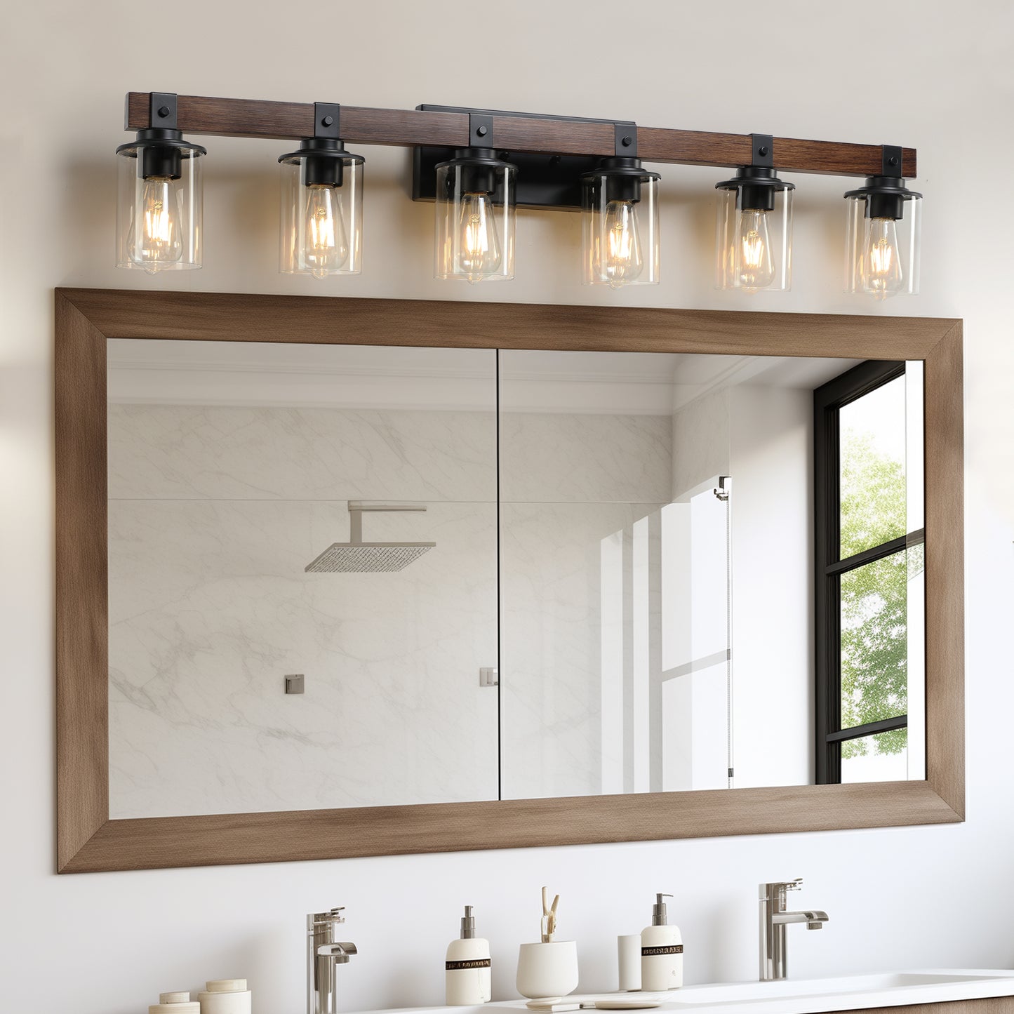 Rustic 6-Light Vanity Light Fixture - Industrial Bathroom Sconce