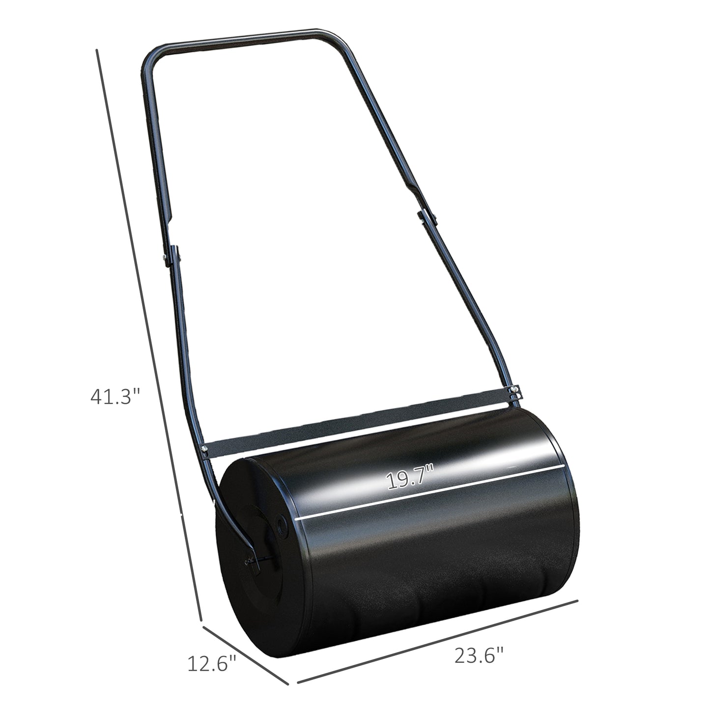 Heavy Duty Push Lawn Roller 38L Water/Sand Fill Garden Tool Black