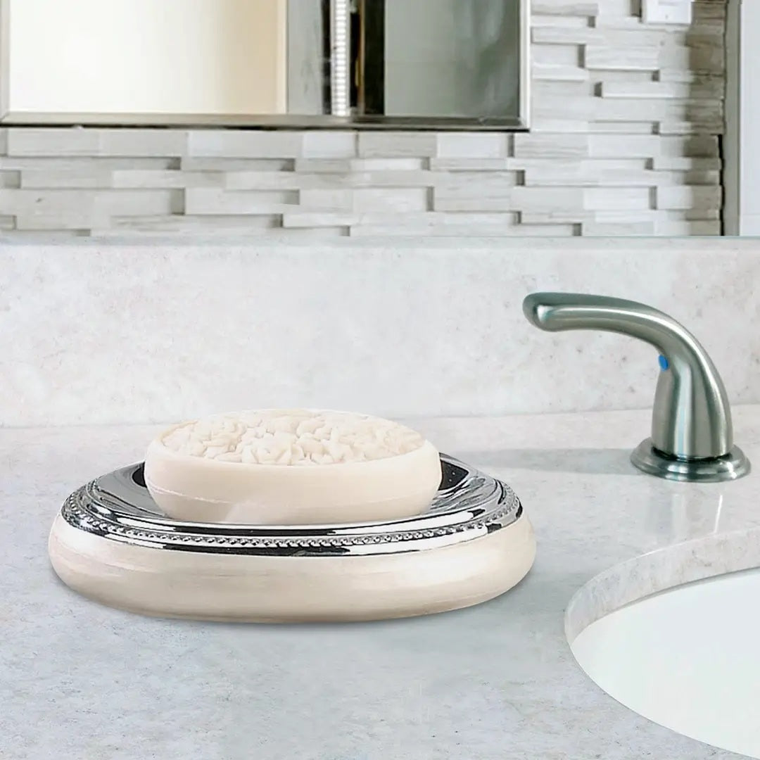 Soap Dish For Bathroom Counter,Shower & Kitchen Enamel Chrome Trim