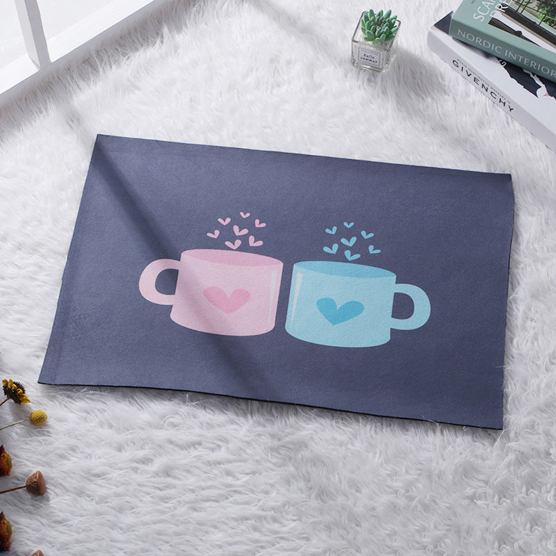 Cartoon Printed Absorbent Floor Mat - Short Plush Home Bathroom Decor 60x40cm