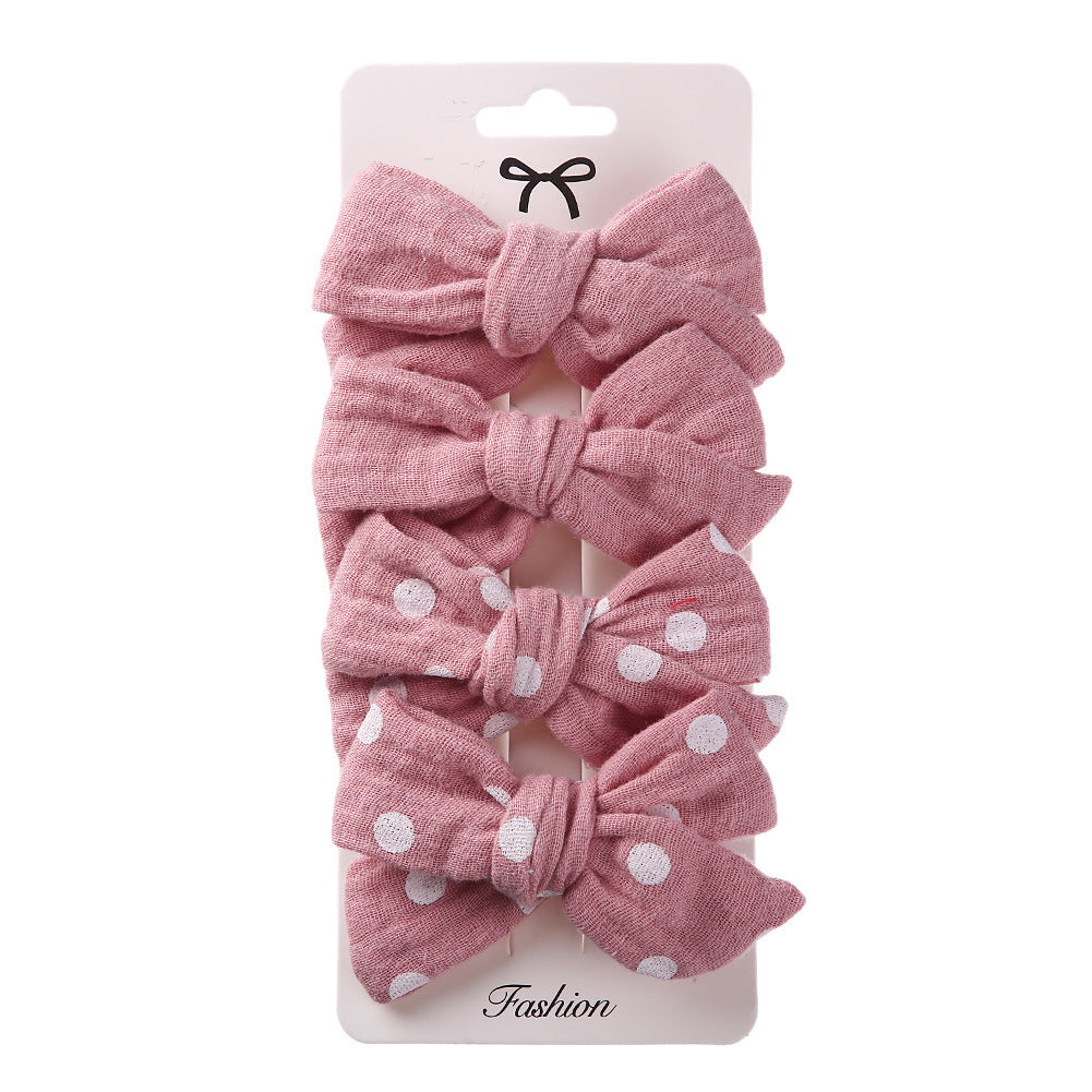 Children's Plaid Bow Hair Clips, 4-Pack