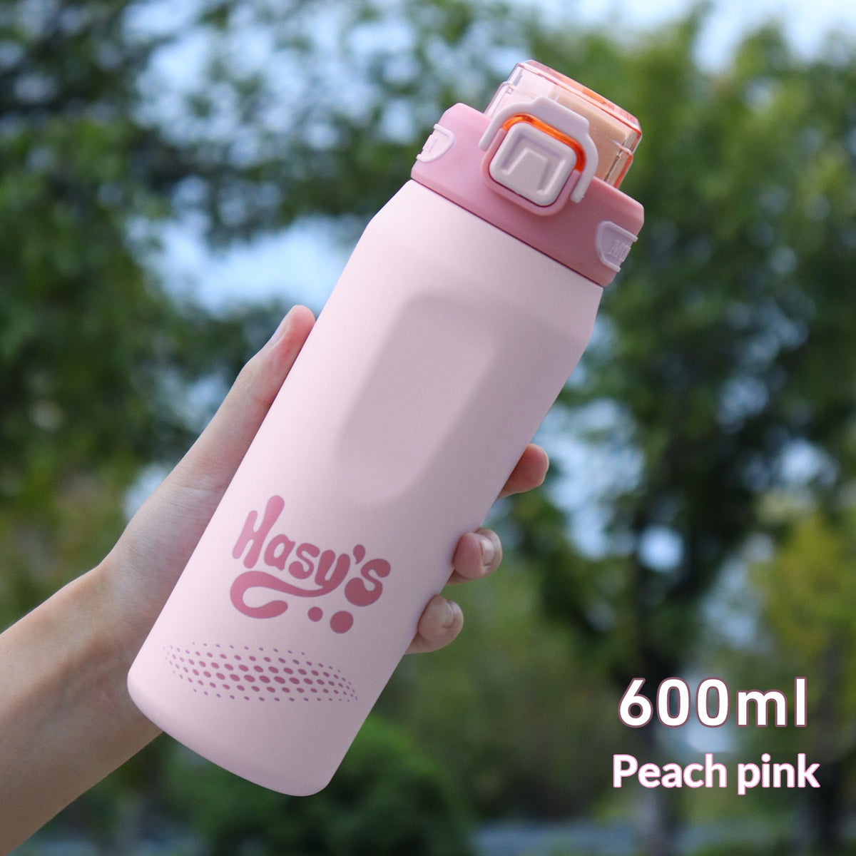 600ml Stainless Steel Outdoor Water Bottle with Carrying Strap - Multiple Colors