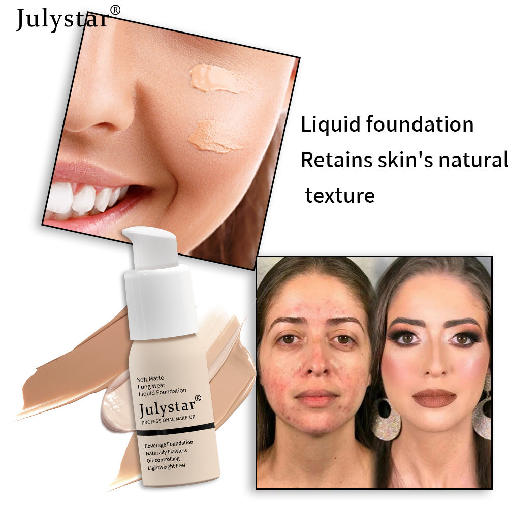 Long-Lasting Liquid Foundation - Waterproof Moisturizing Concealer Makeup