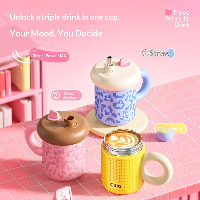 Girls Insulated Snow-Topped Mug with Straw - 460ml Varieties