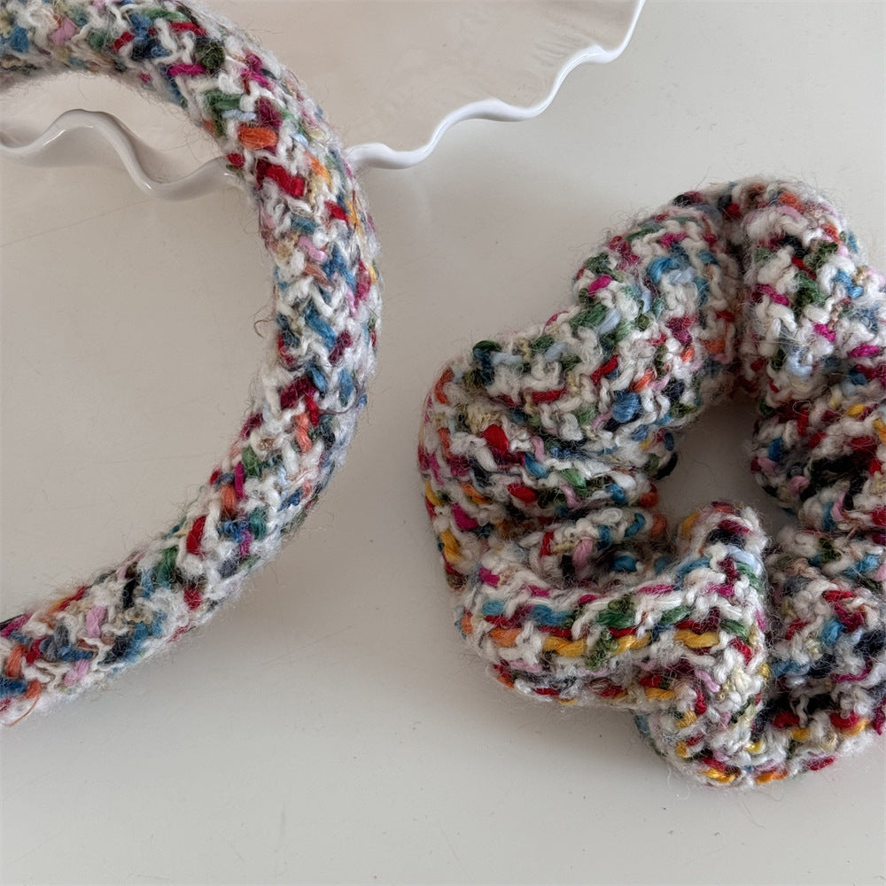Women's Knitted Wide Brim Hair Band & Scrunchie Set