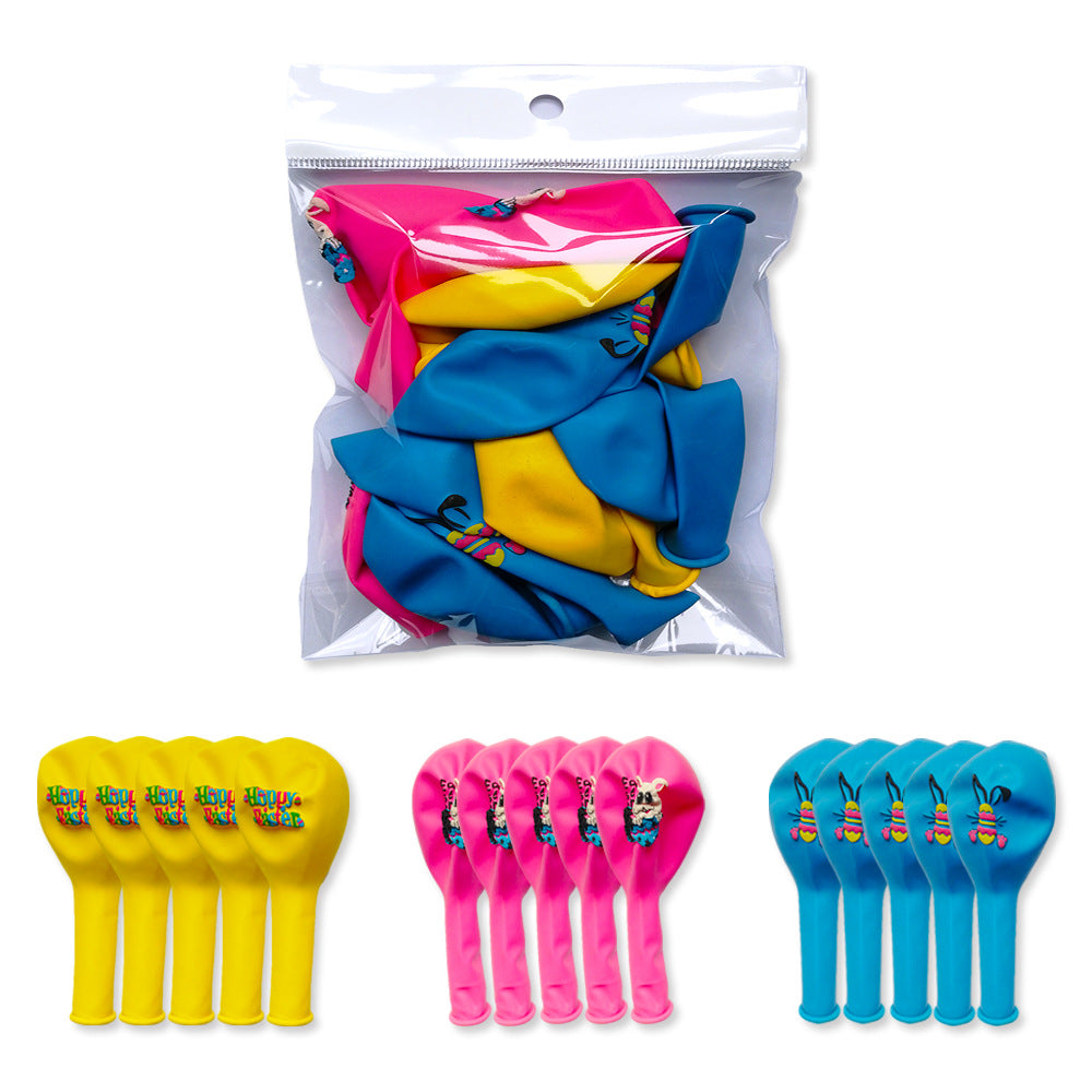 12-Inch Bunny Easter Latex Balloons - Pack of Multiple Colors