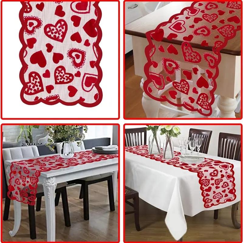 Lace Heart-Shaped Table Runner - 1 Piece, 13x72 Inches
