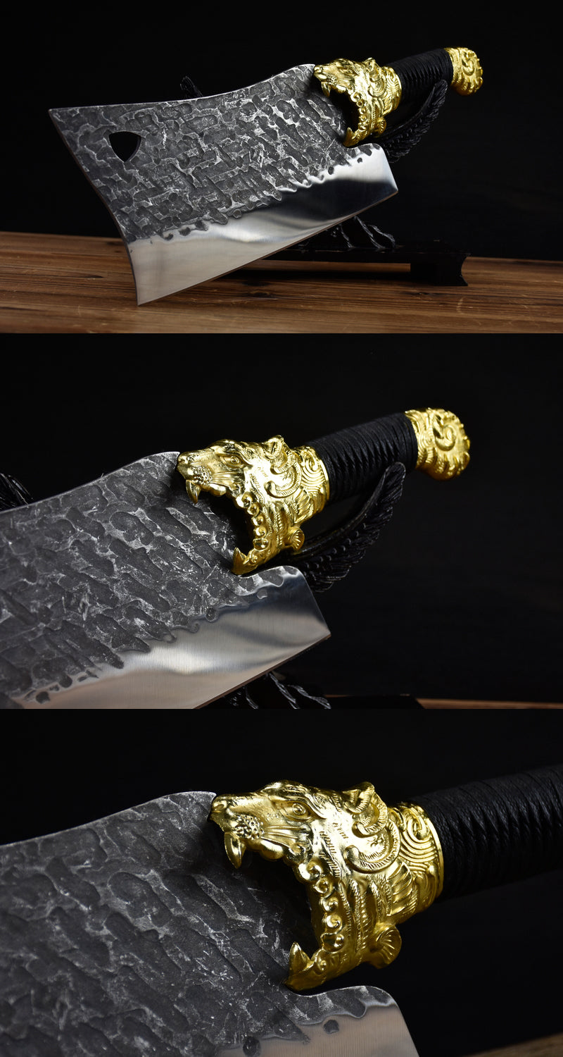 Tiger Head Bone Chopping Knife with Round Handle - Kitchen Meat Cleaver