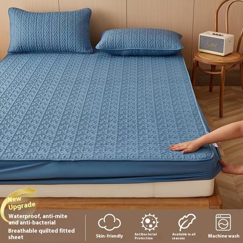Quilted Fitted Bed Sheet with Antibacterial Fiber - Thick & Durable, 100x200cm