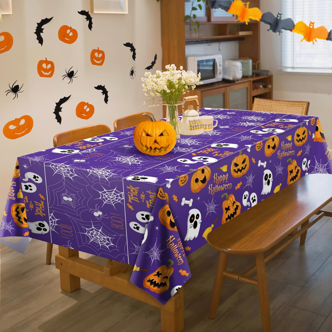 Disposable Halloween Plastic Tablecloth Set - 2 Pack