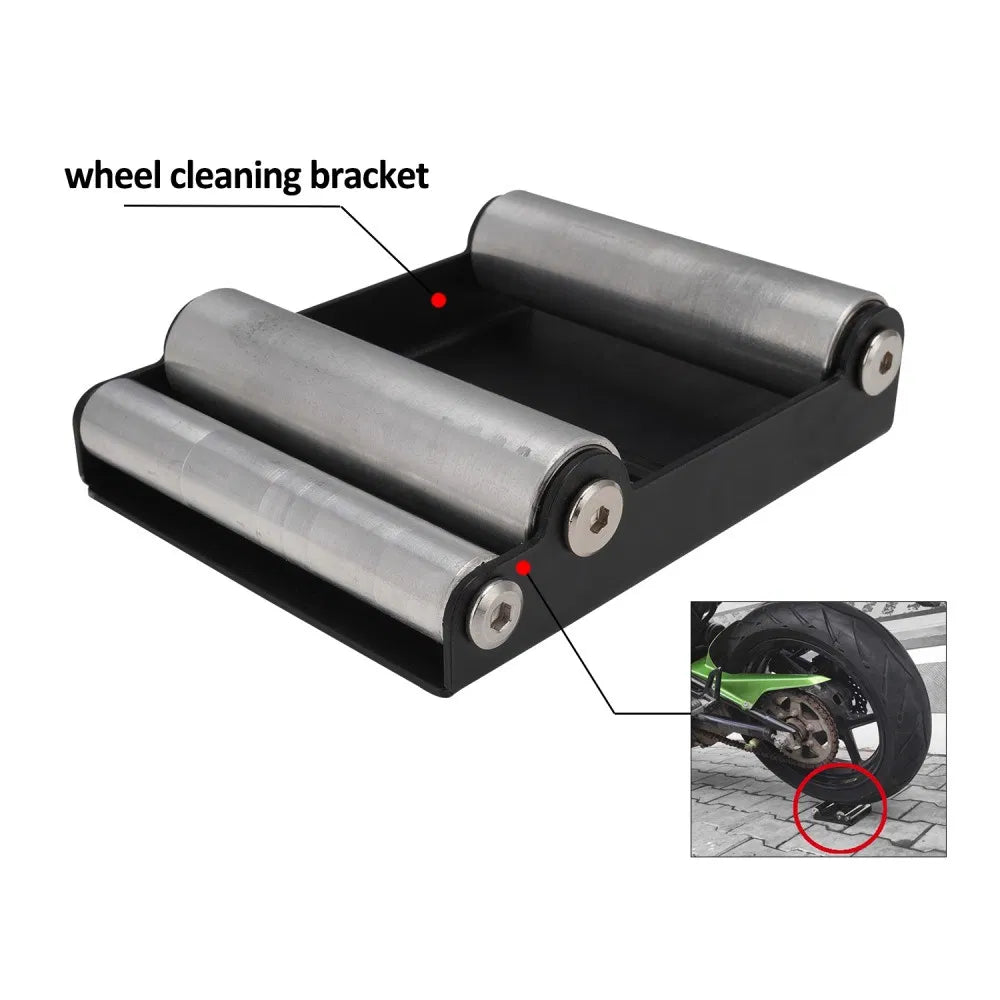 Motorcycle Wheel Cleaning Stand with Brush Kit - Tire & Rim Maintenance Tool