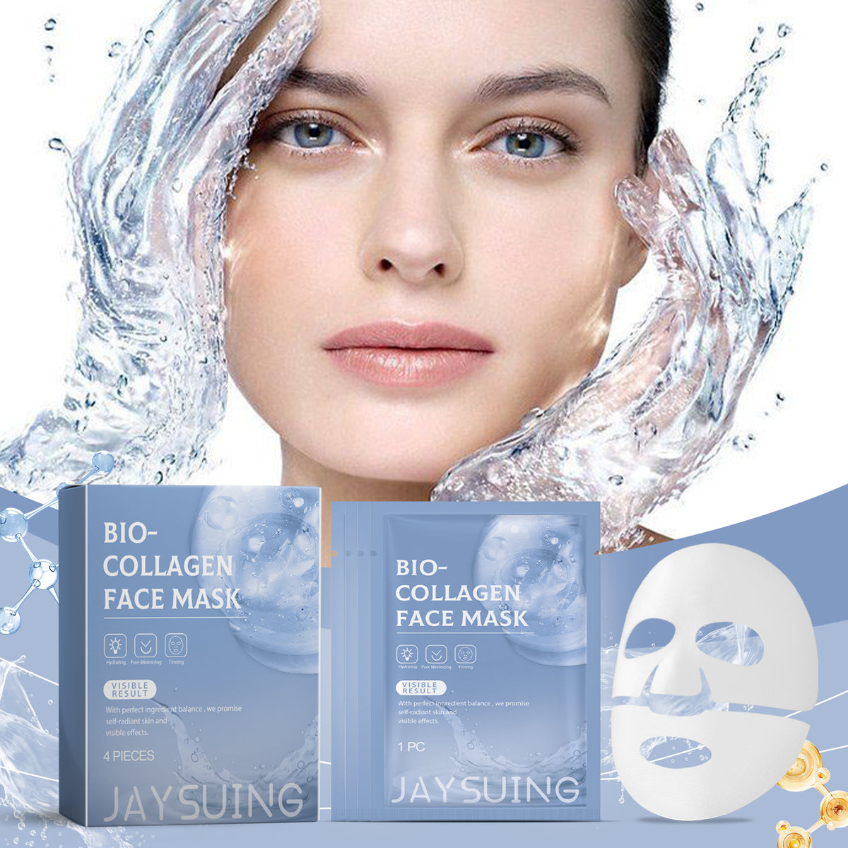 Collagen Moisturizing Facial Mask Boxed 4pcs 1 Box