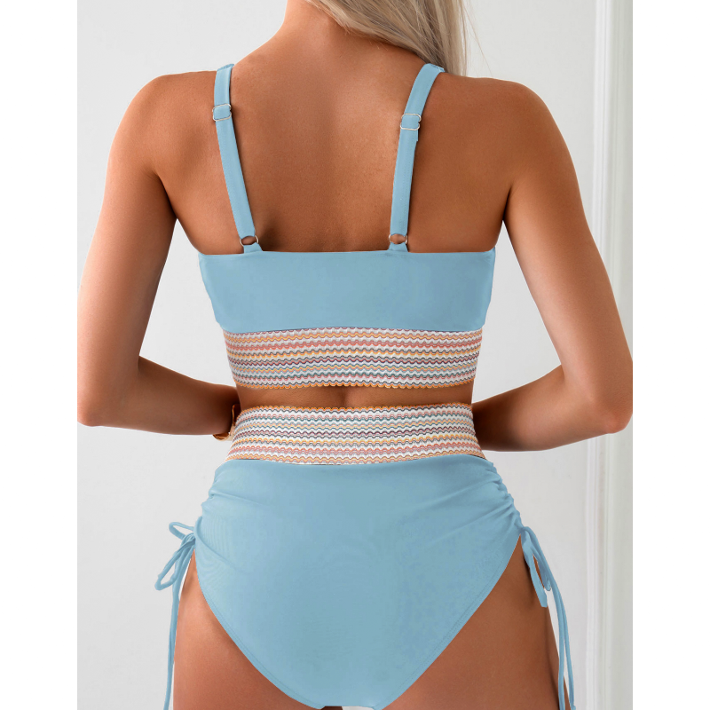High Waisted Two-Piece Bikini Set with Tummy Control