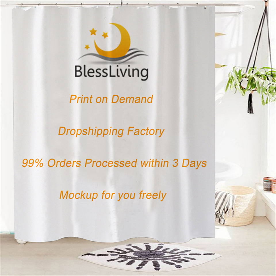 Digital Printing Polyester Shower Curtain Custom Size Bathroom Decor