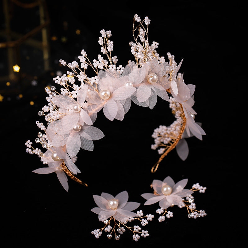 Children's Pearl Flower Crown with Ear Clips