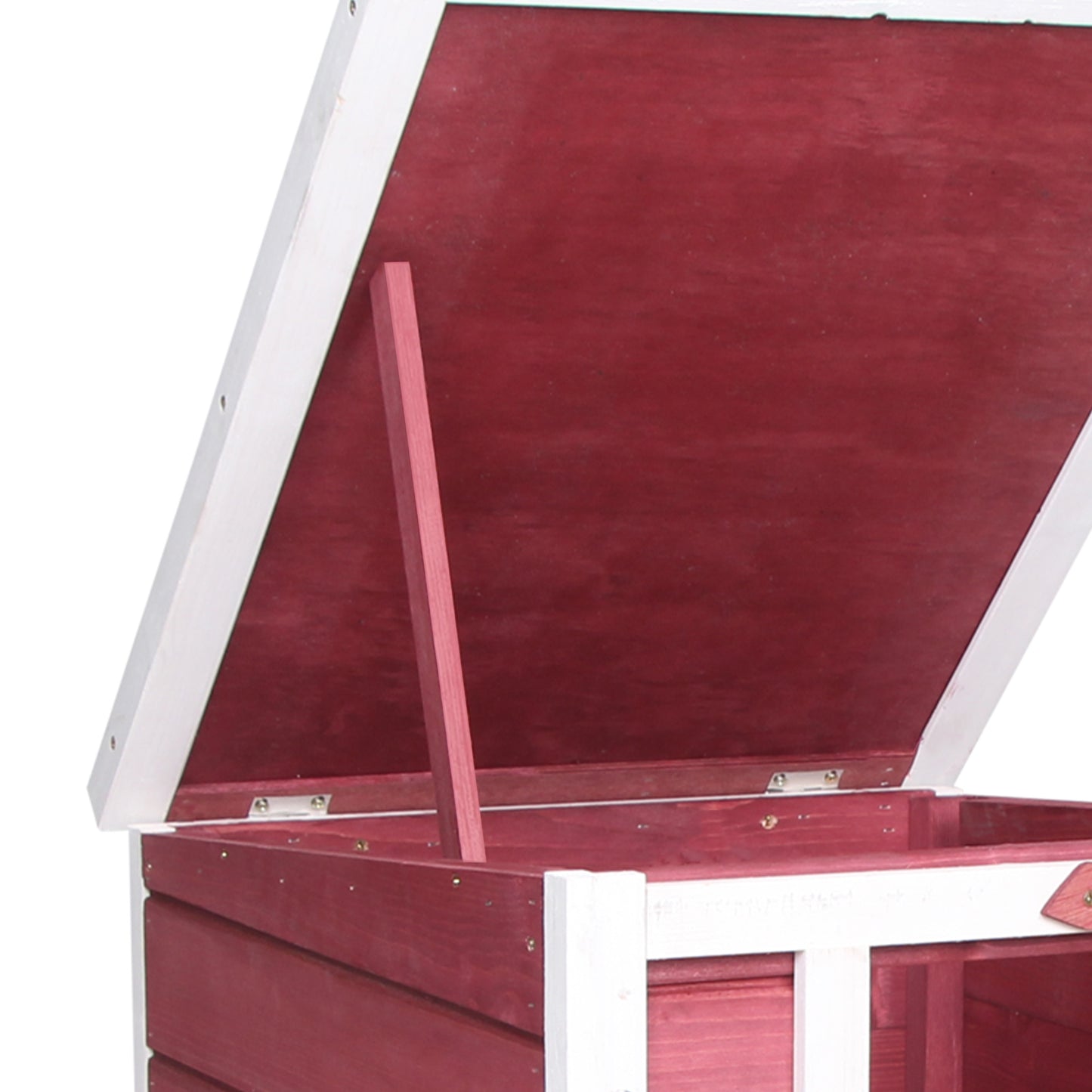 Outdoor Wooden Rabbit Hutch with Waterproof Roof and Openable Lid - Red, 575x475x165mm