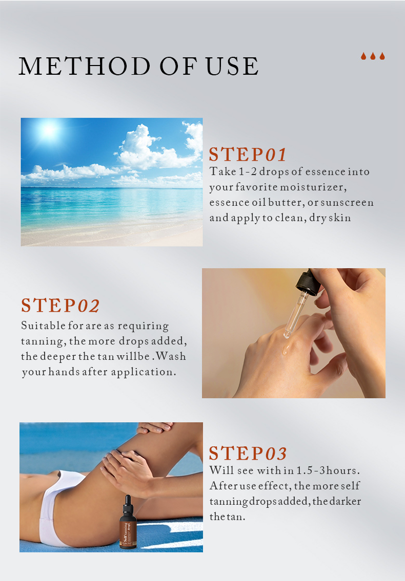 Organic Self Tanning Drops - 30ml Buildable Sunless Serum for Face & Body