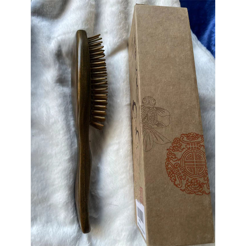 Natural Green Sandalwood Massage Comb - Scalp Massager & Wooden Hair Comb