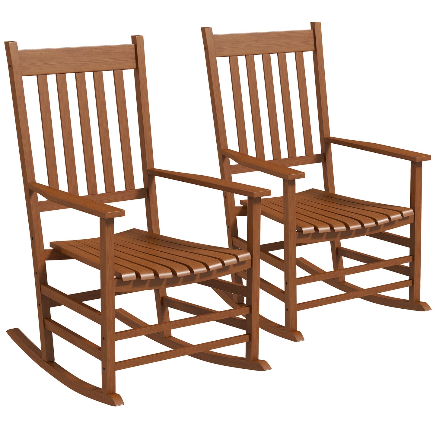Outdoor Wooden Rocking Chair Set of 2 - Teak Finish