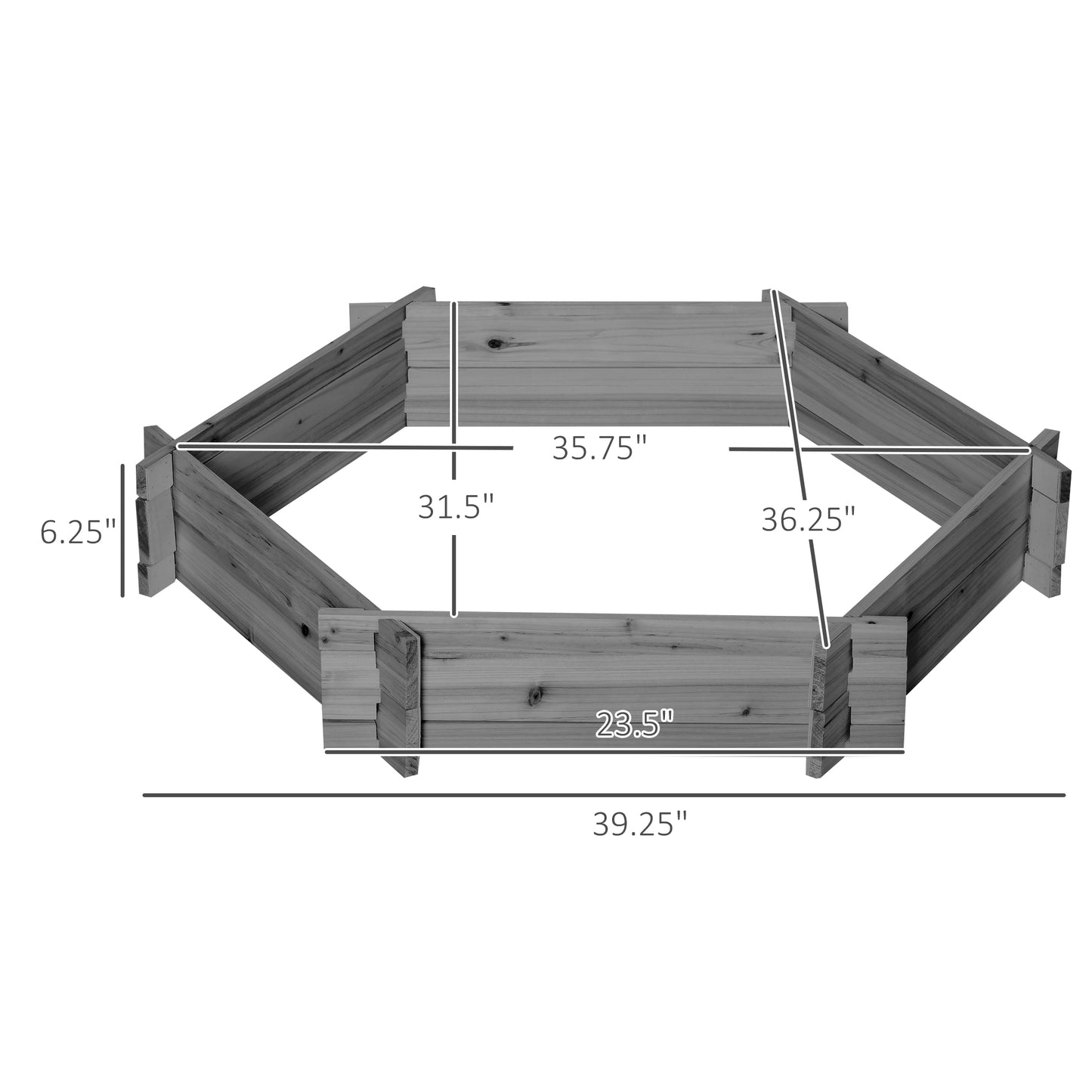 39 x 36 Inch Screwless Hexagon Garden Bed - Outdoor Raised Planter Box, Gray