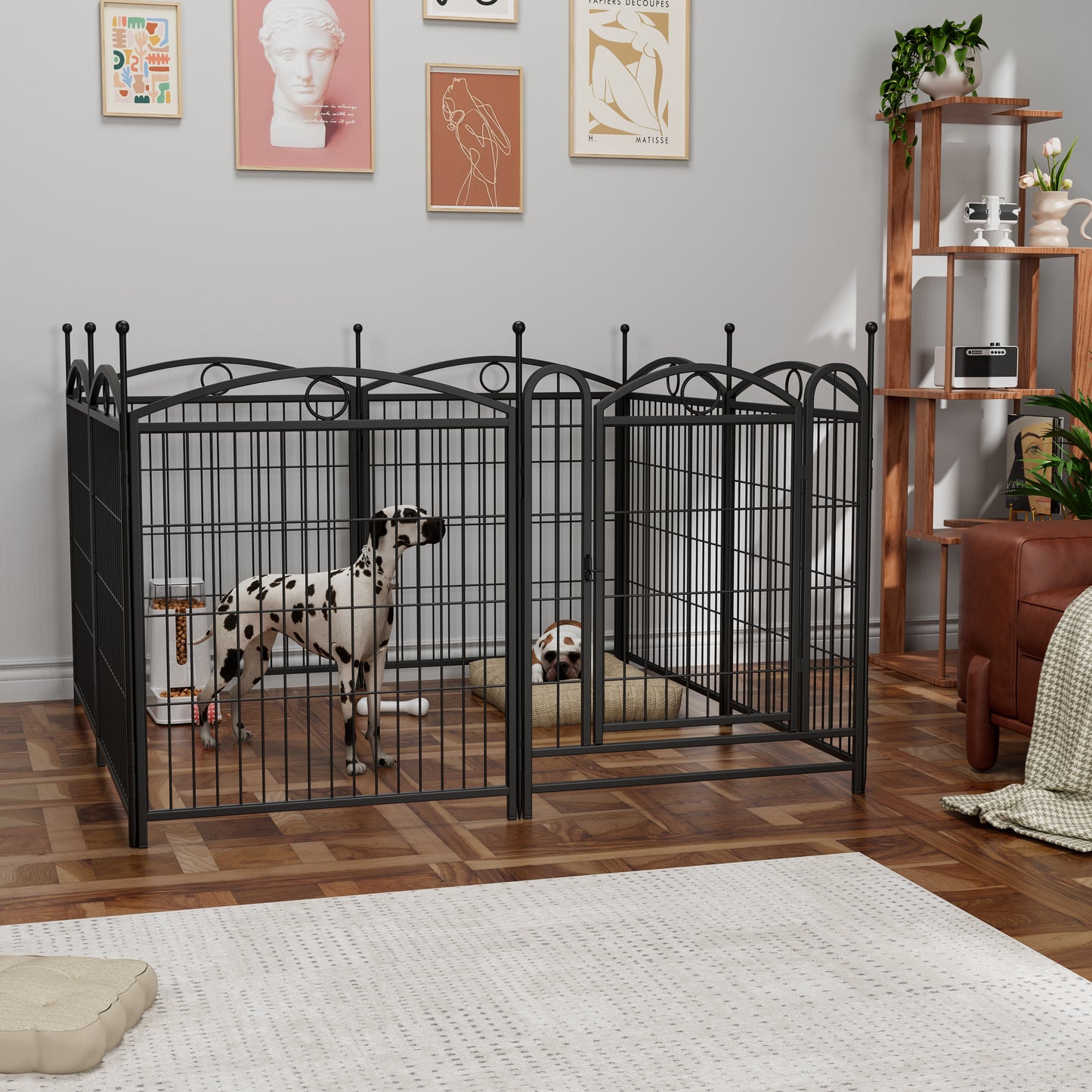 Indoor Outdoor 32 Inch Metal Dog Playpen with Doors - Heavy Duty Pet Fence