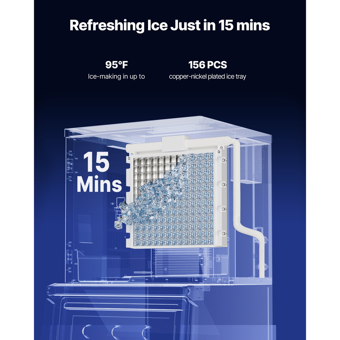 Commercial Stainless Steel Ice Maker Machine - 360 Lbs/Day Self-Cleaning with Ice Tray
