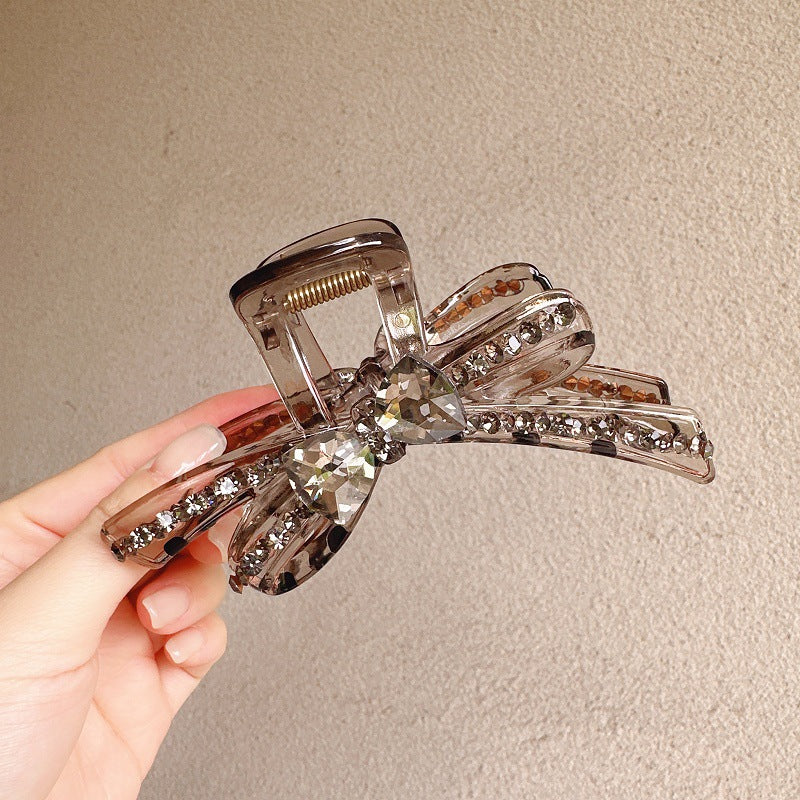 Acrylic Crystal Bow Hair Clip for Women