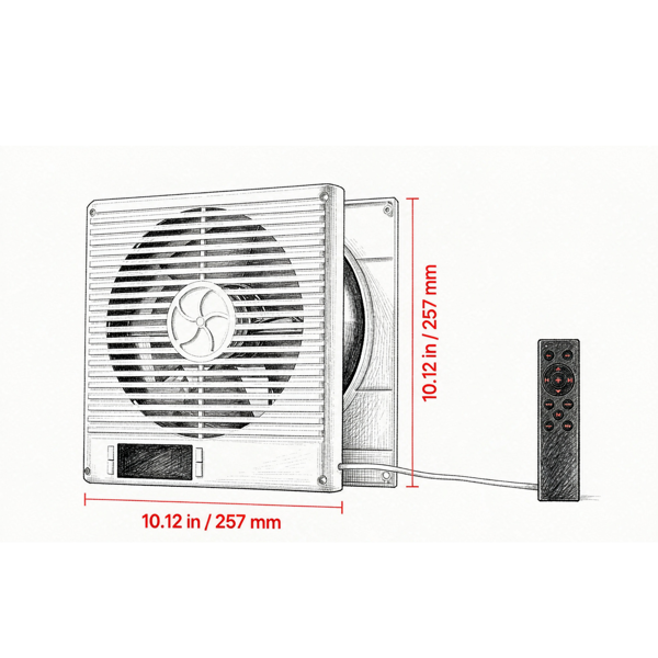 Wall-Mount In-Wall Fan with Remote, 10 Speeds, Dual Airflow, Quiet Ventilation