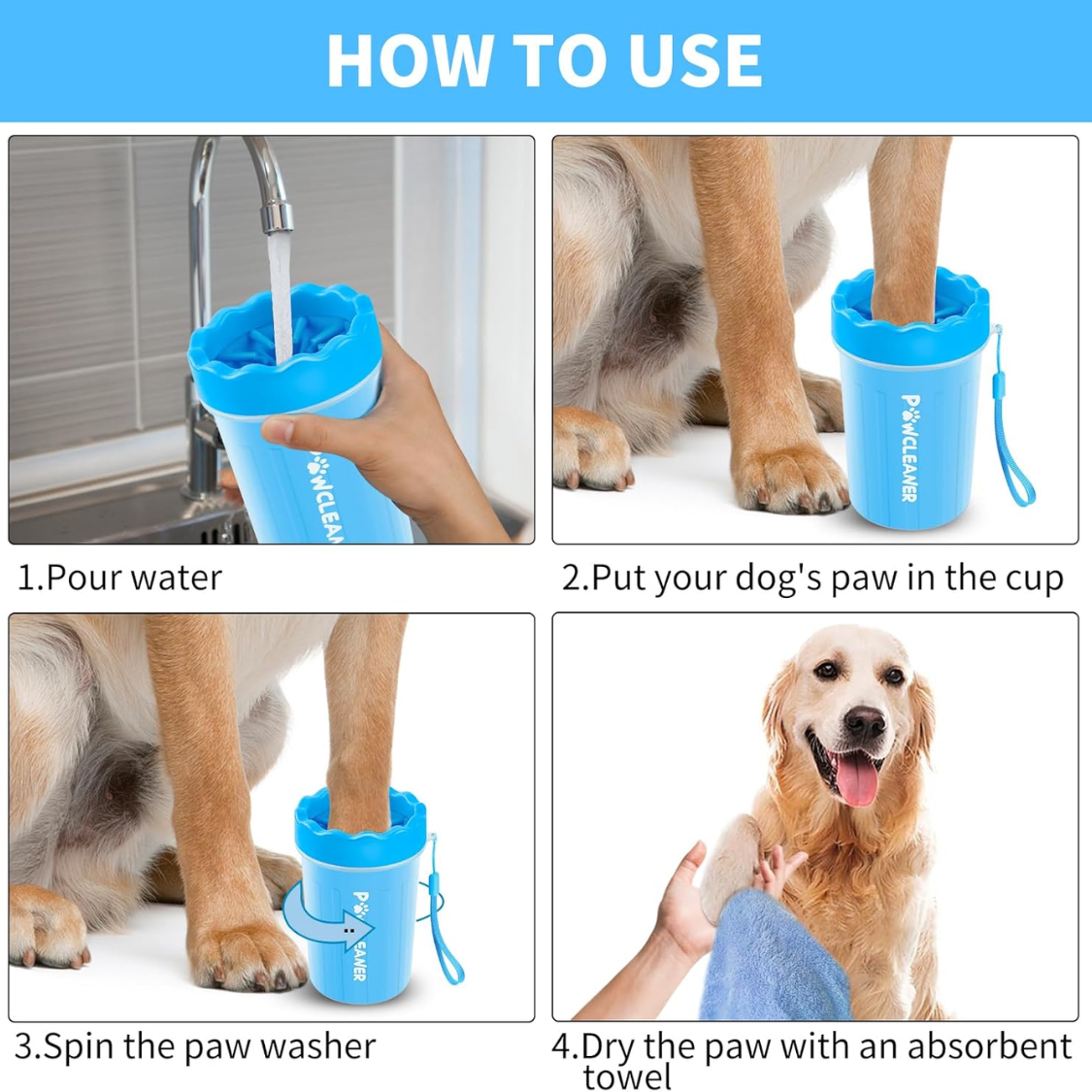 Pet Paw Cleaner Set for Dogs & Cats - Includes Paw Washer Towels & Toothbrushes