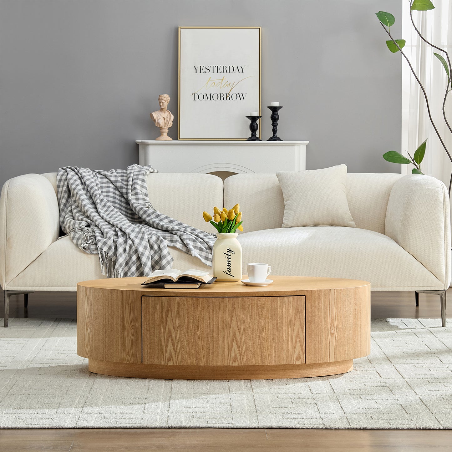 Modern Luxury Oval Coffee Table, Elegant Living Room Accent Piece,No