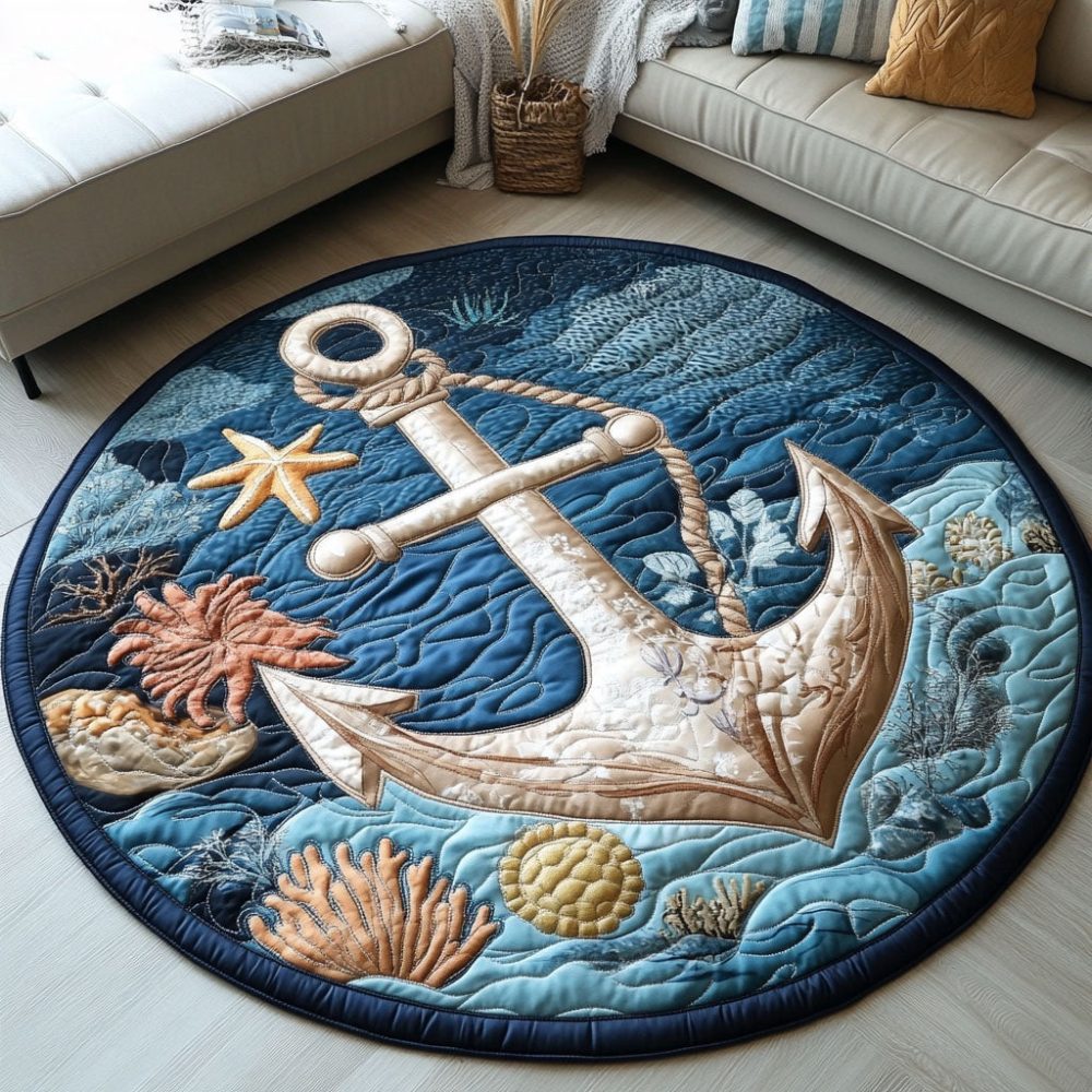 Digital Printed Round Rug with Leaf Pattern - Multiple Sizes & Styles