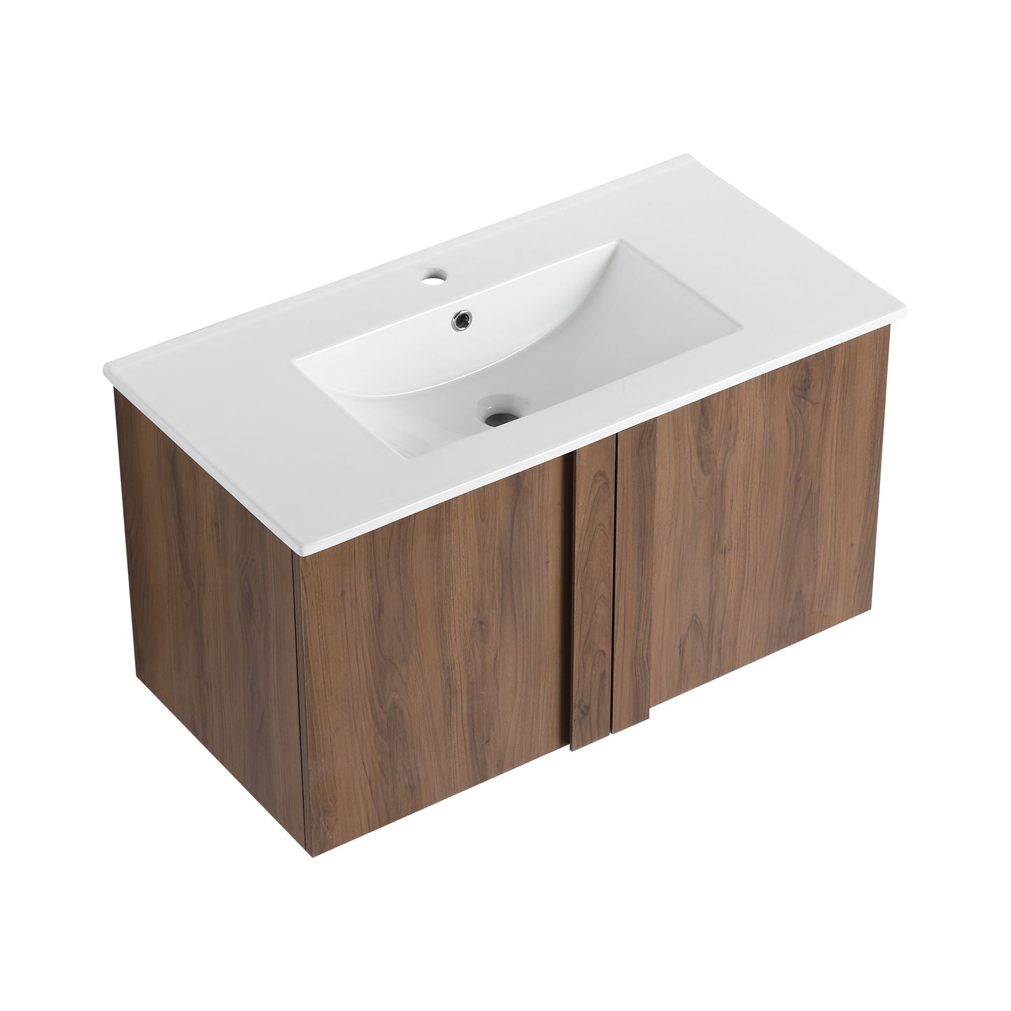36" Wall-Mounted Bathroom Vanity with Sink - Brown Ebony