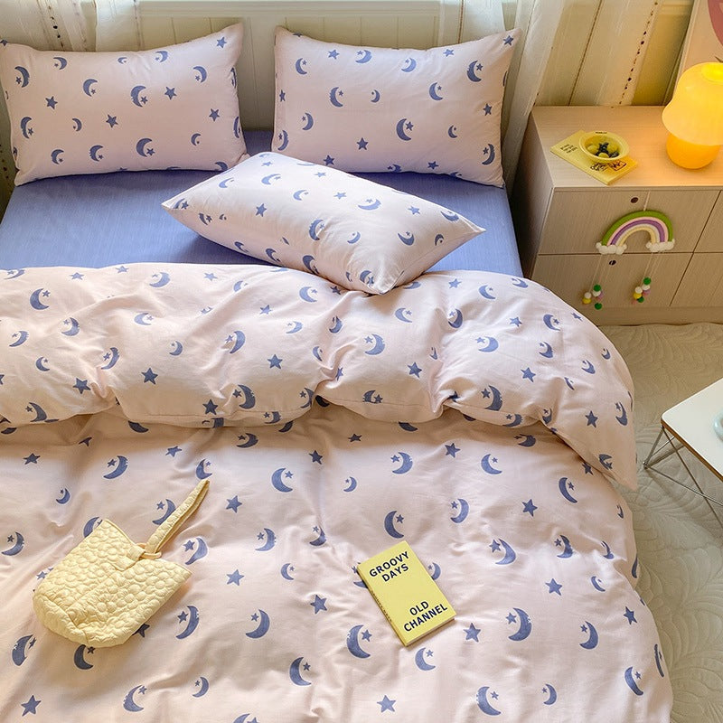 Printed Cartoon Girl Cotton Bed Quilt Cover Set - Multiple Sizes & Styles