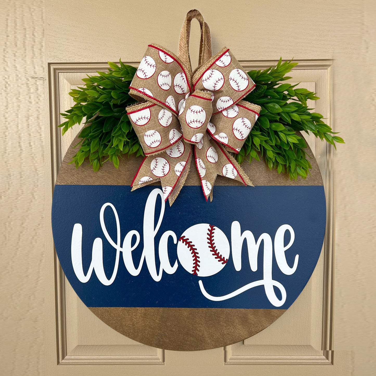 Front Door Summer Decoration Garland - Baseball Floral Wreath for Home & Garden